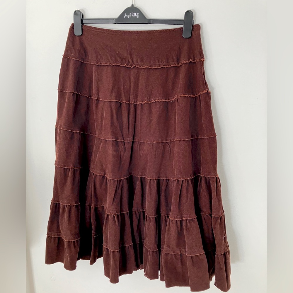 Women’s April Cornell 100% Cotton Boho Brown Maxi Skirt Size M